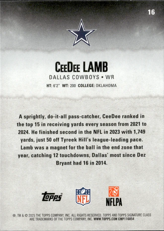 CeeDee Lamb card back