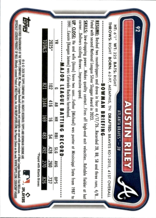 Austin Riley card back