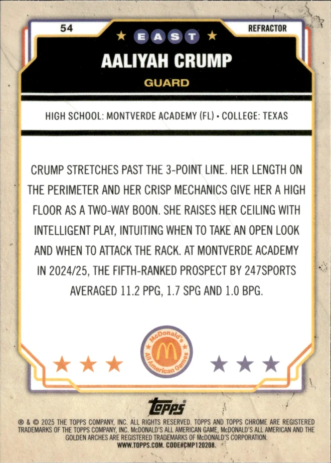 Aaliyah Crump card back