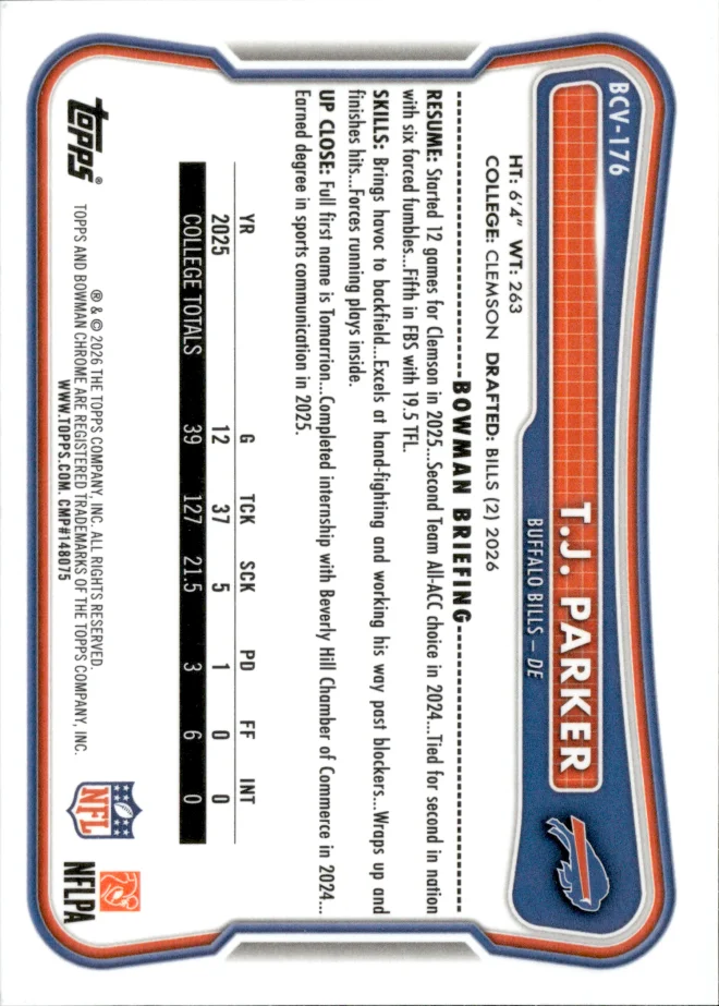 T.J. Parker card back
