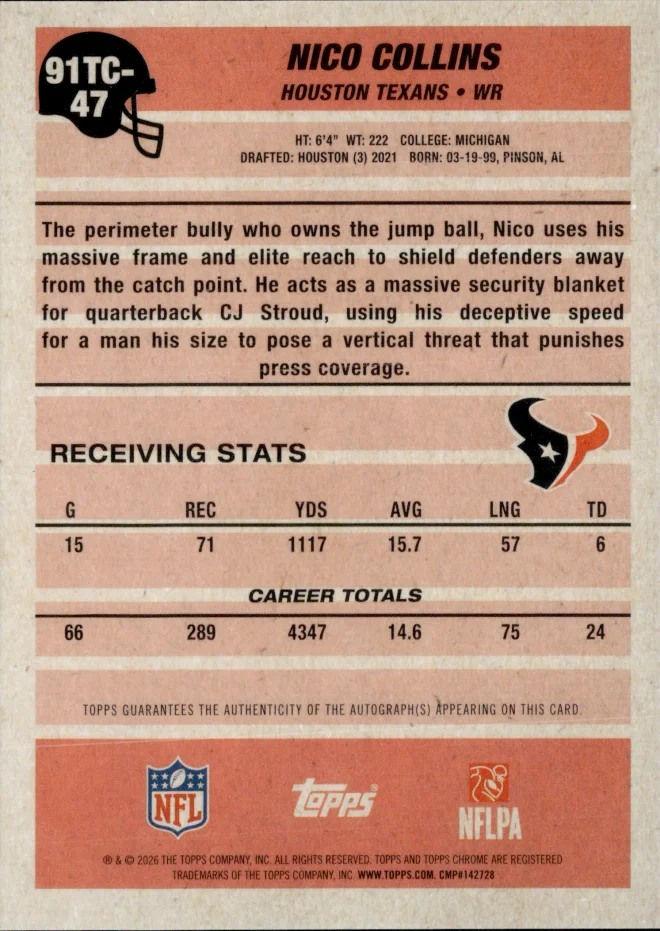 Nico Collins card back