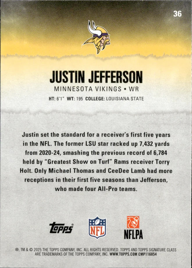 Justin Jefferson card back