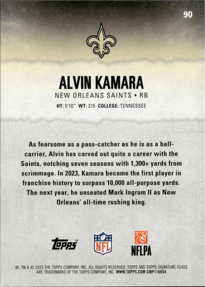 Alvin Kamara card back