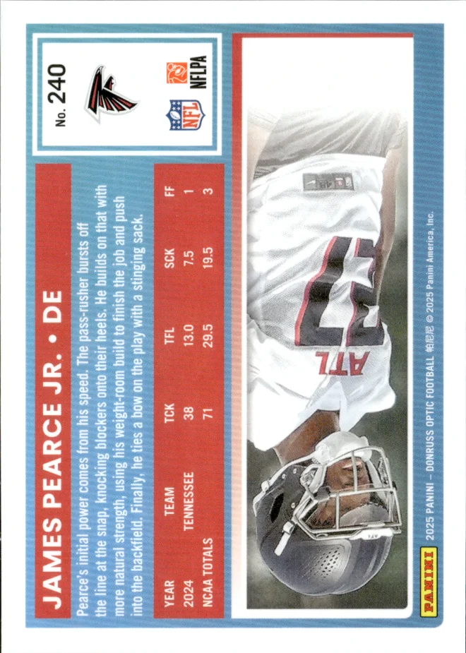 James Pearce Jr. card back