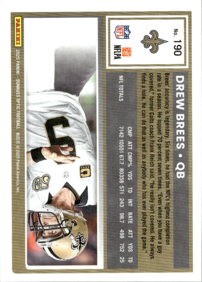 Drew Brees card back