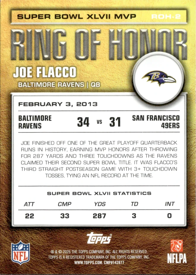 Joe Flacco card back