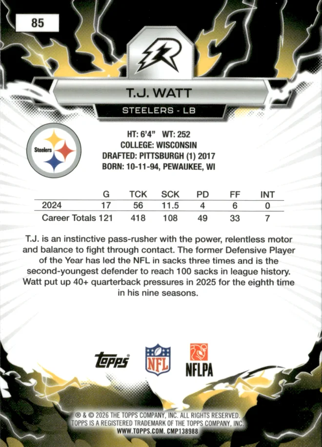 T.J. Watt card back