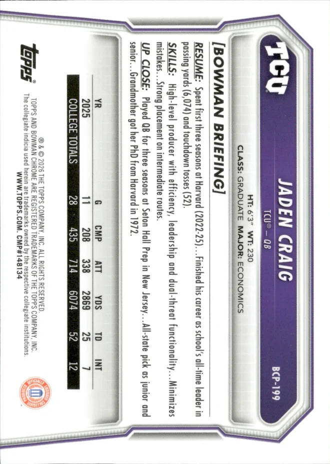 Jaden Craig card back