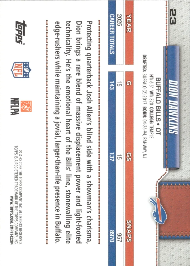 Dion Dawkins card back