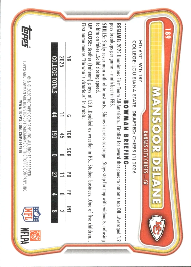 Mansoor Delane card back