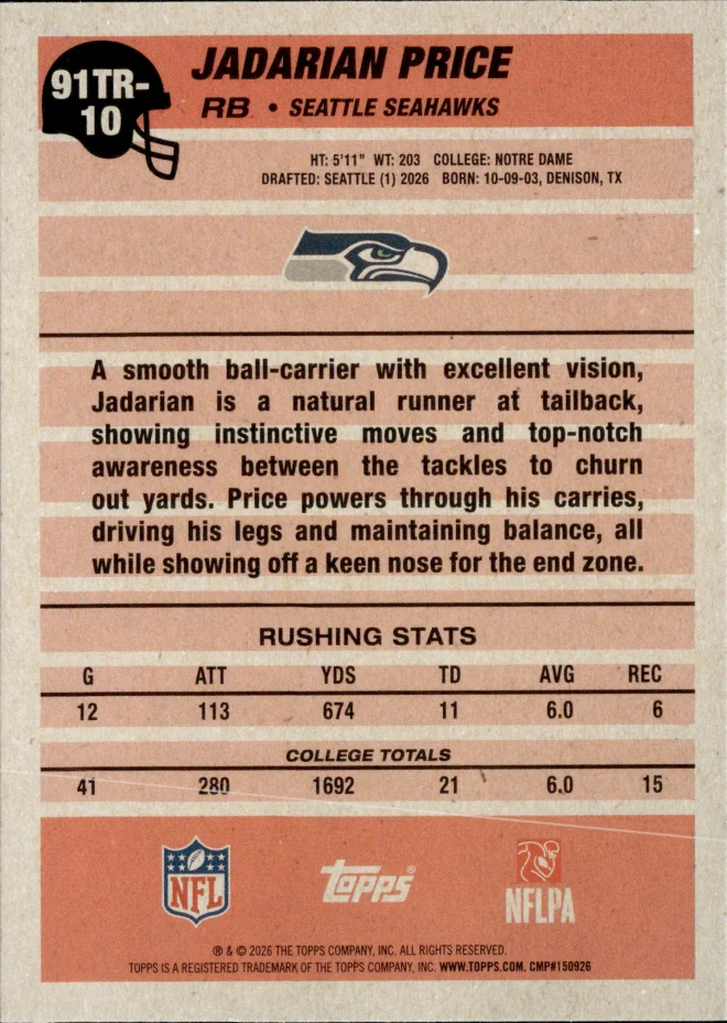 Jadarian Price card back