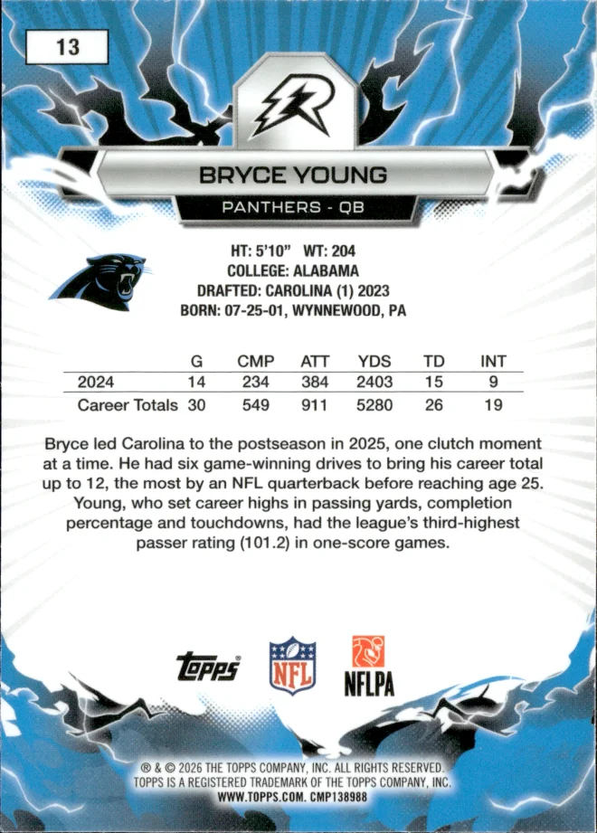 Bryce Young card back