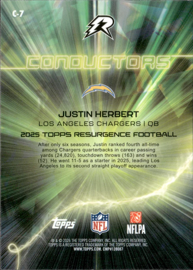 Justin Herbert card back