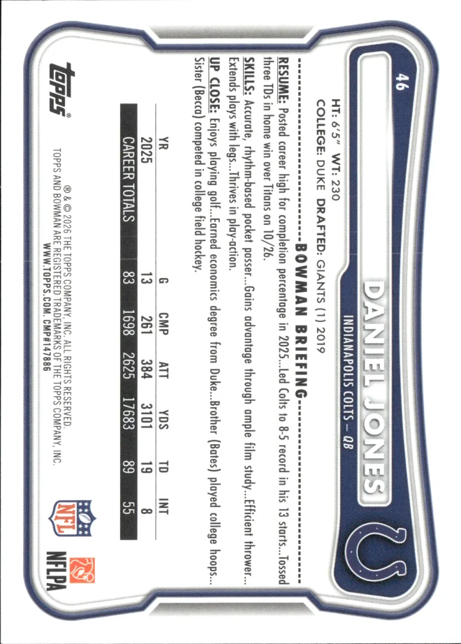 Daniel Jones card back