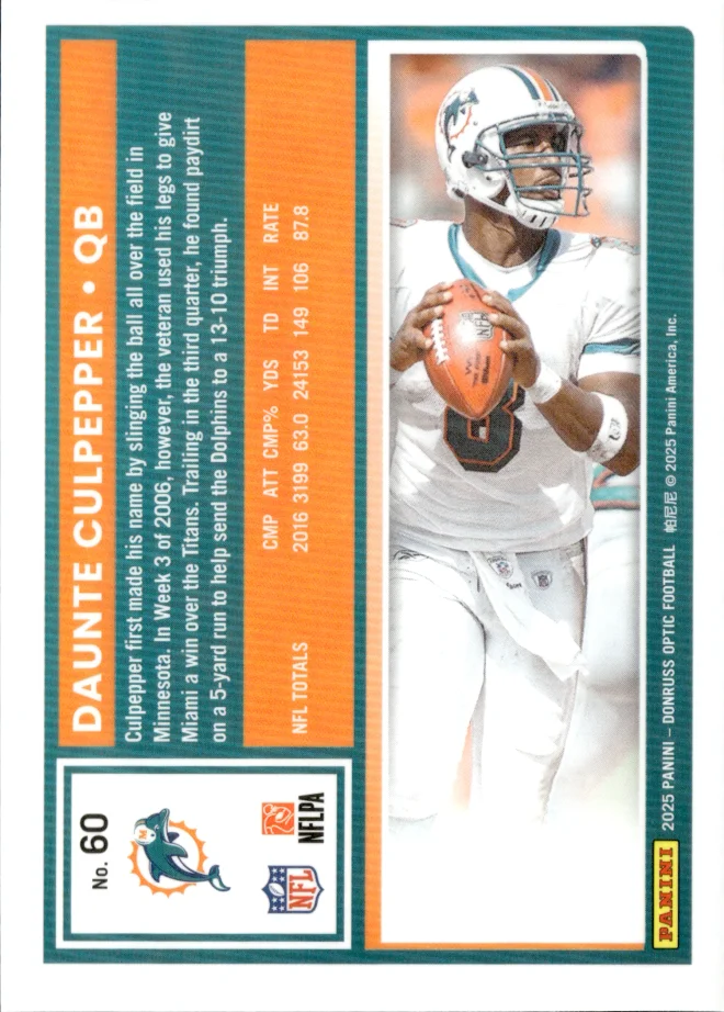 Daunte Culpepper card back