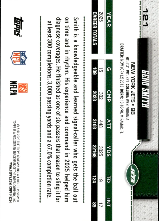 Geno Smith card back