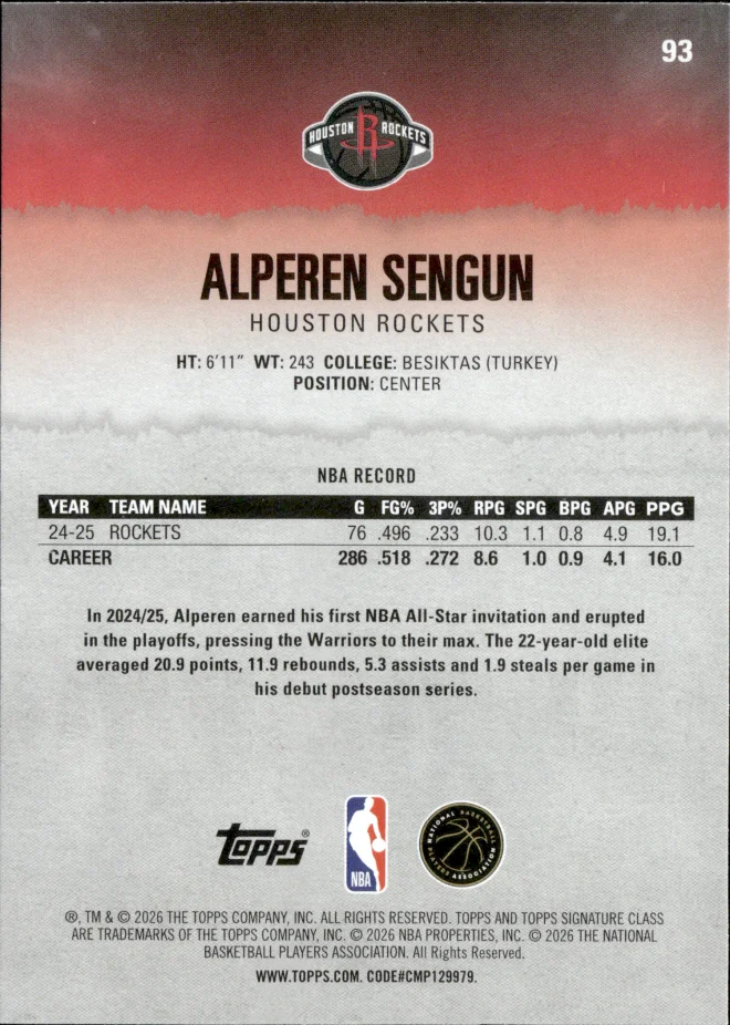 Alperen Sengun card back