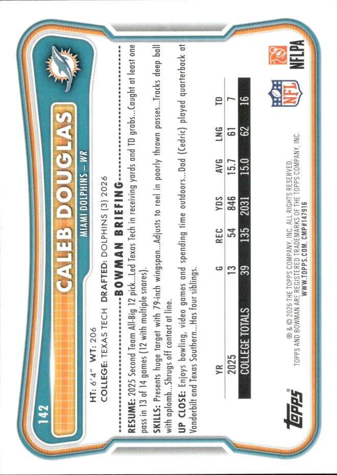 Caleb Douglas card back