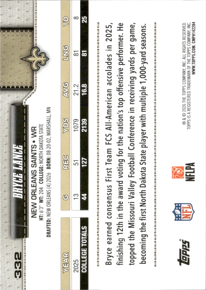 Bryce Lance card back