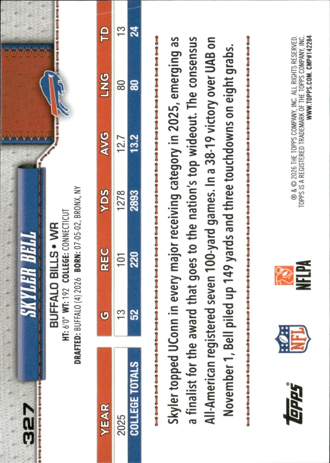 Skyler Bell card back