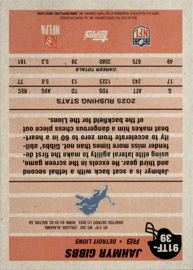 Jahmyr Gibbs card back