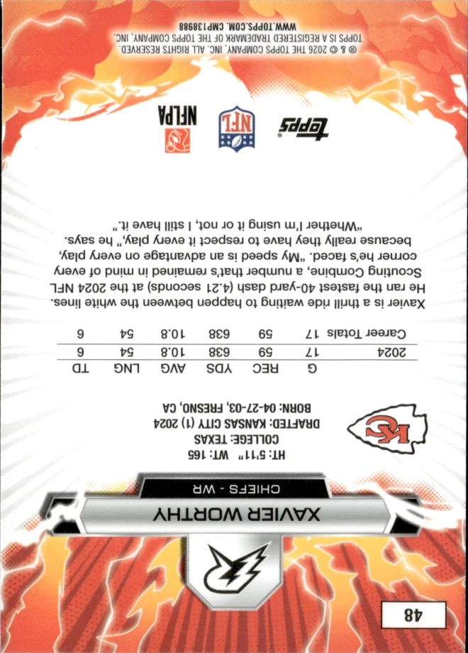 Xavier Worthy card back