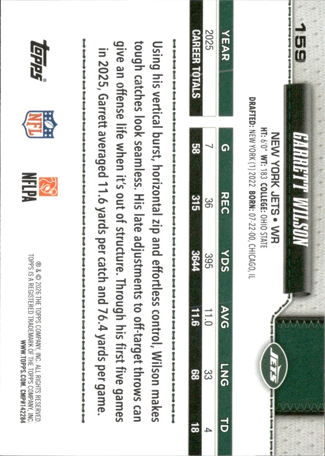 Garrett Wilson card back