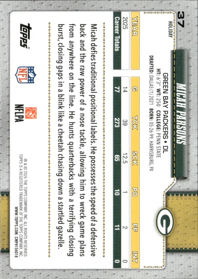 Micah Parsons card back
