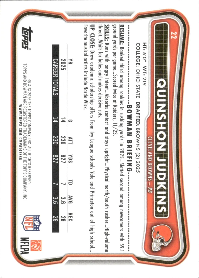 Quinshon Judkins card back