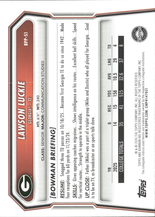 Lawson Luckie card back