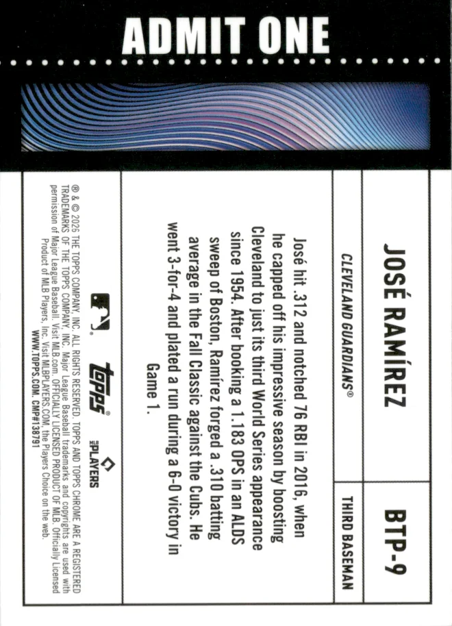 José Ramírez card back
