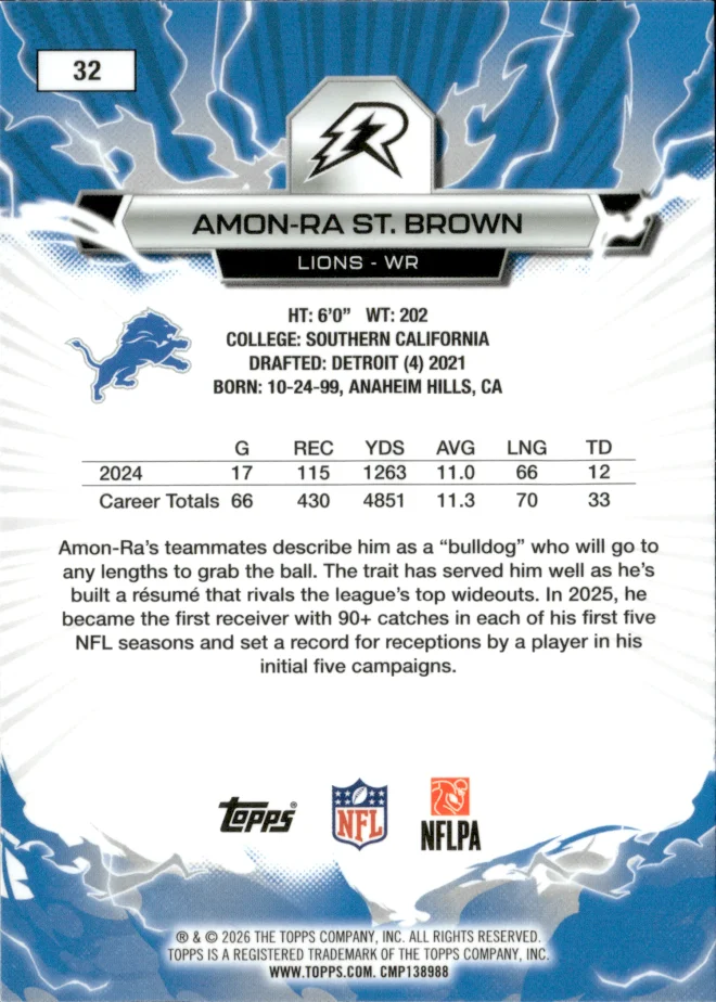 Amon-Ra St. Brown card back