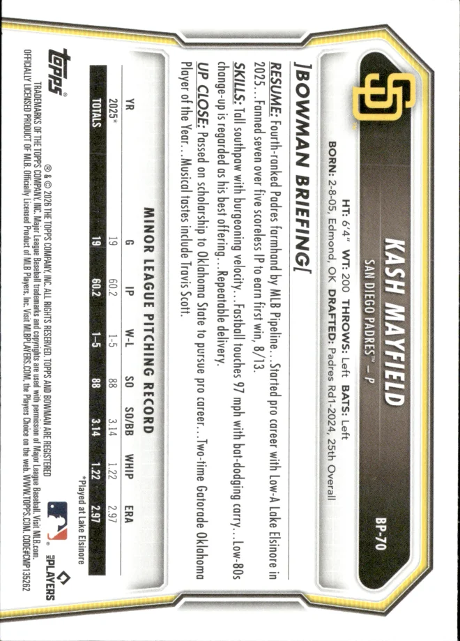 Kash Mayfield card back