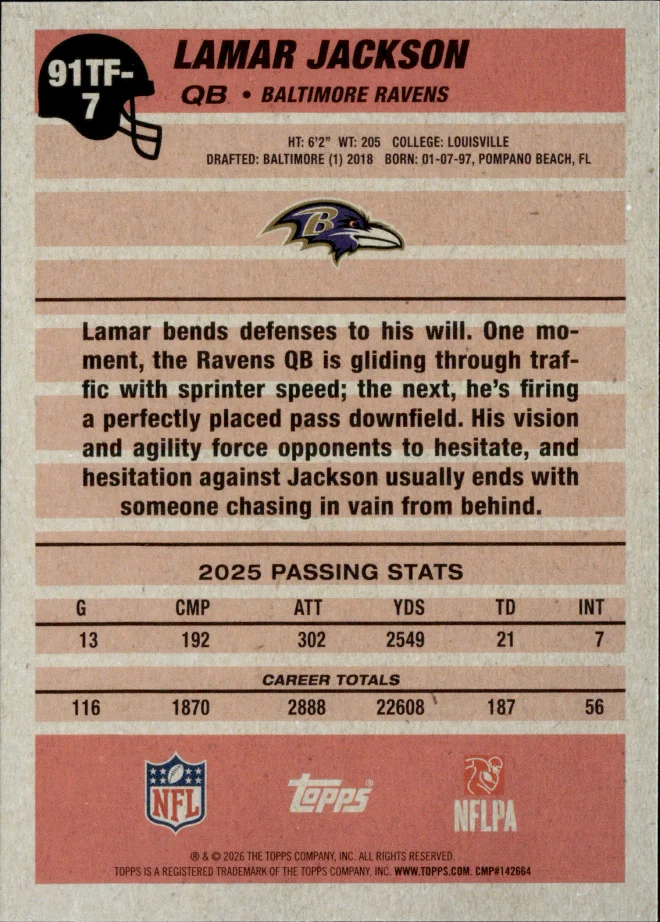 Lamar Jackson card back