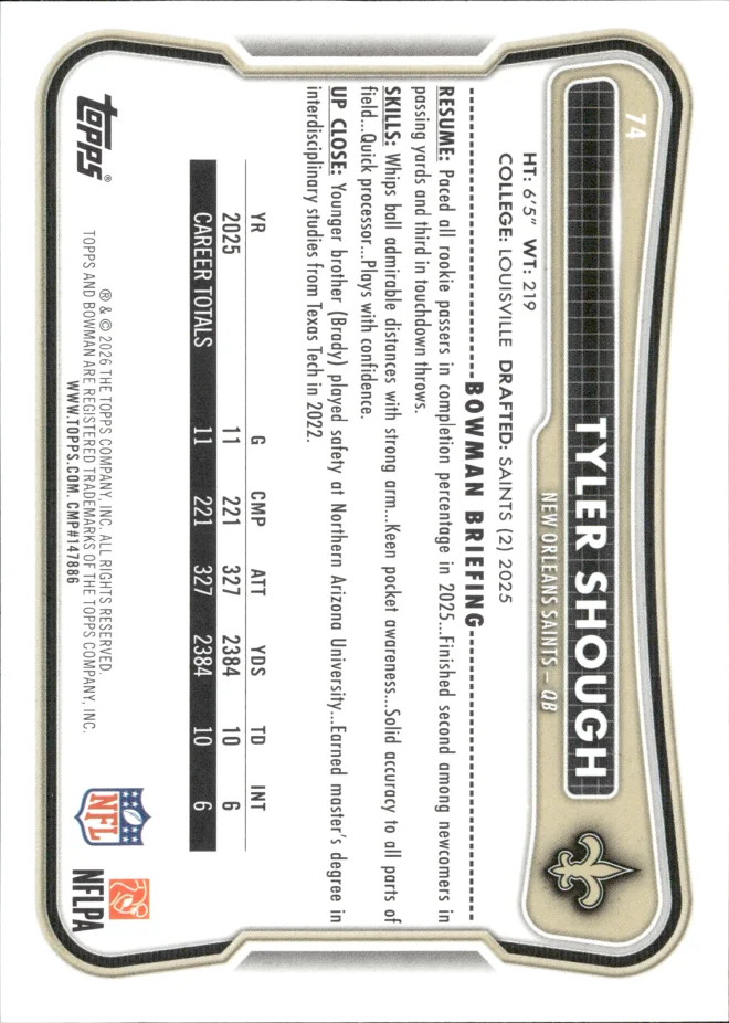 Tyler Shough card back