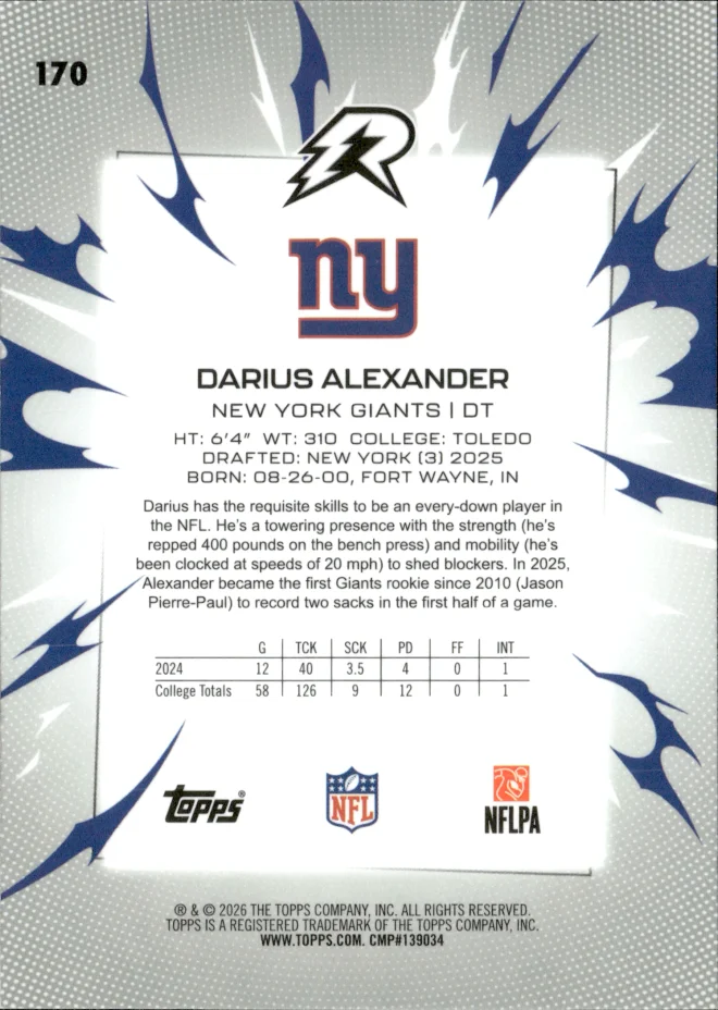 Darius Alexander card back
