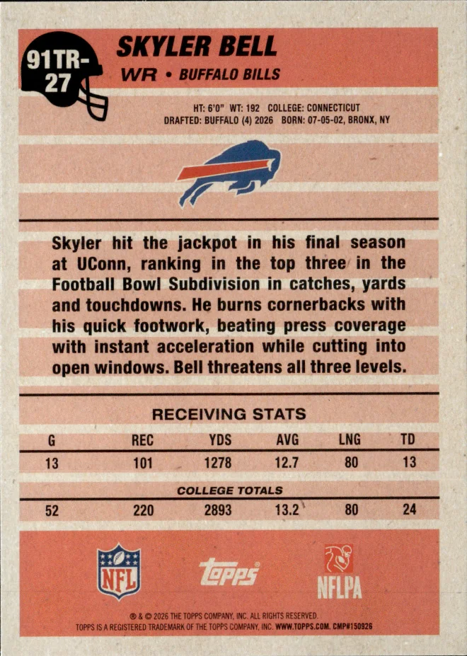 Skyler Bell card back