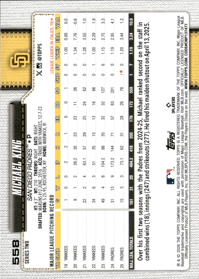 Michael King card back