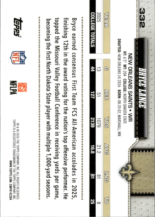 Bryce Lance card back