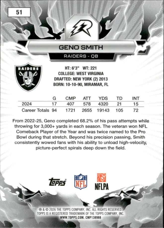 Geno Smith card back