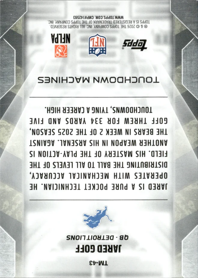 Jared Goff card back