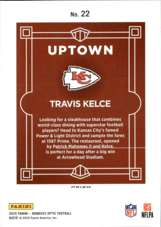 Travis Kelce card back