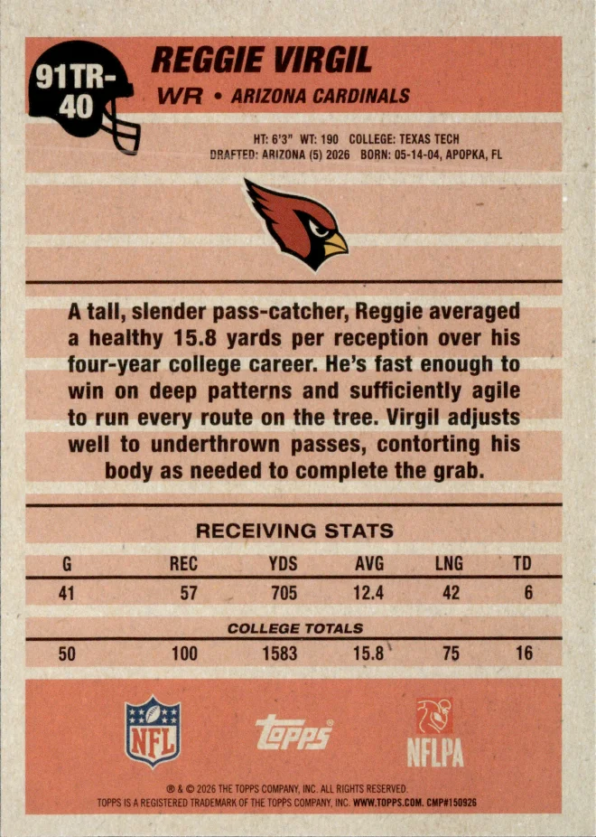 Reggie Virgil card back