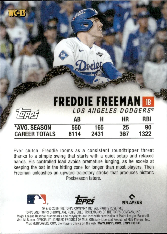 Freddie Freeman card back