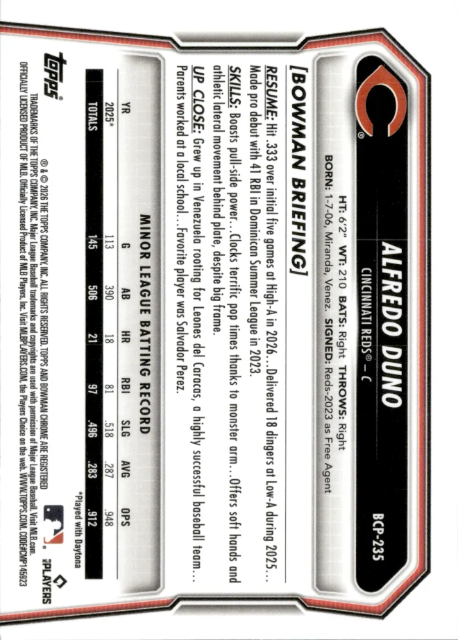Alfredo Duno card back