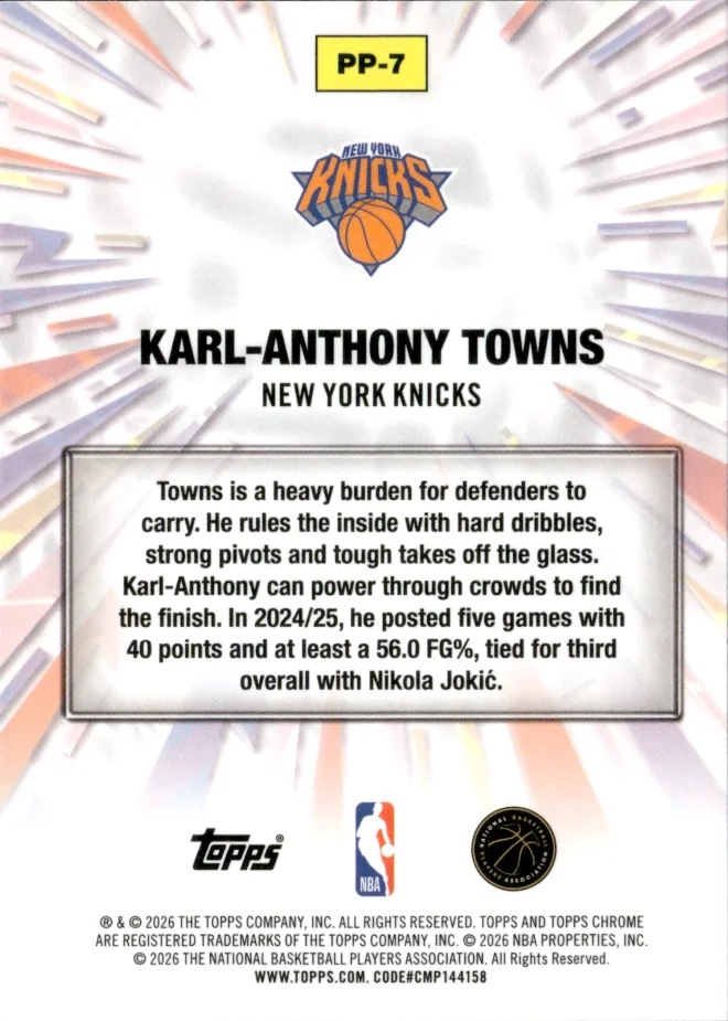 Karl-Anthony Towns card back