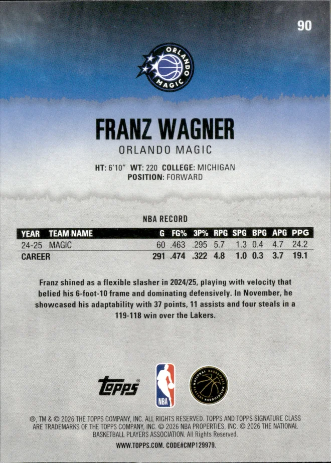 Franz Wagner card back