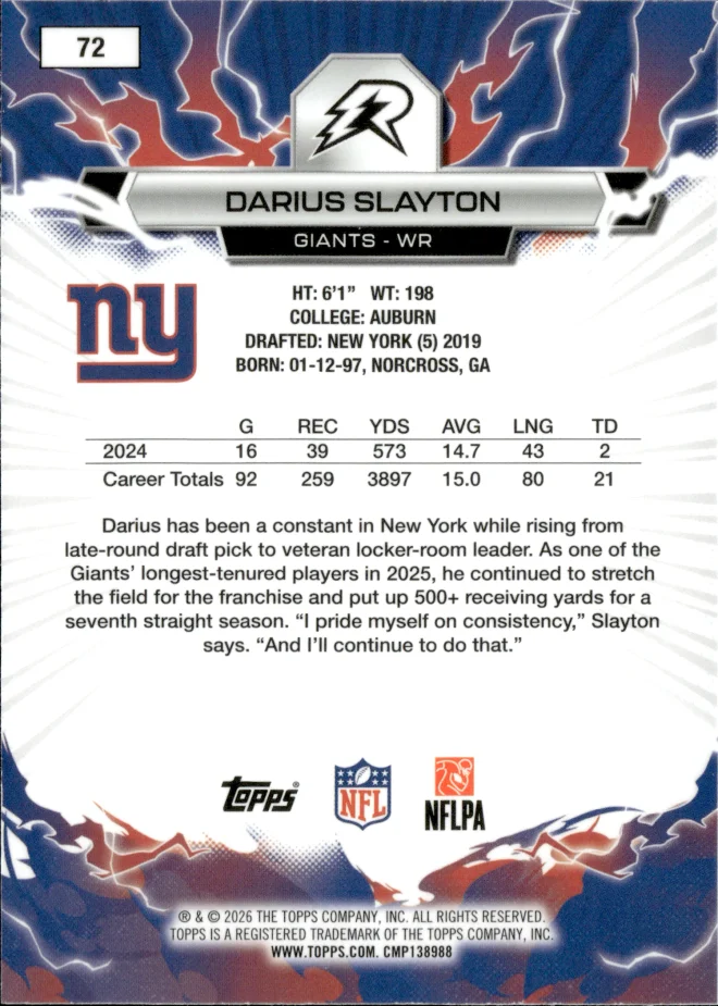 Darius Slayton card back