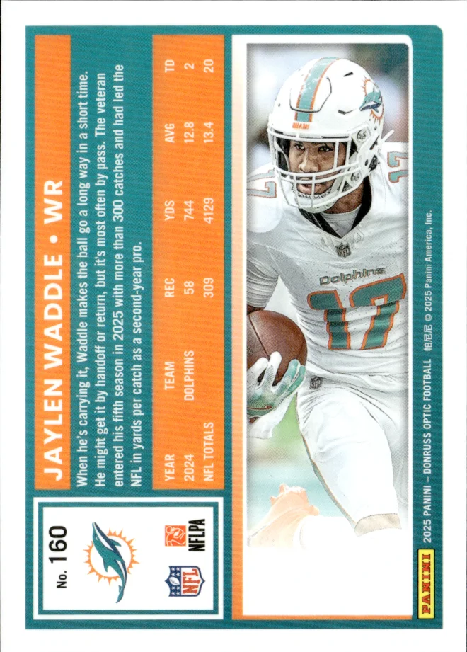 Jaylen Waddle card back