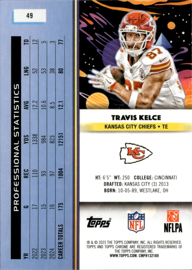 Travis Kelce card back